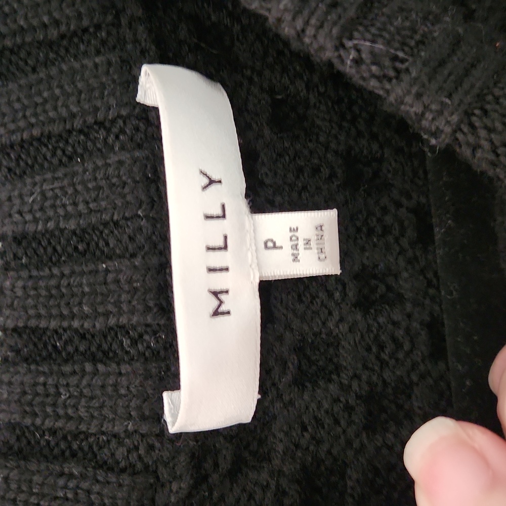 Milly Black Size Petite 100% Wool Puffed Sleeve Crop Sweater - Picture 4 of 7